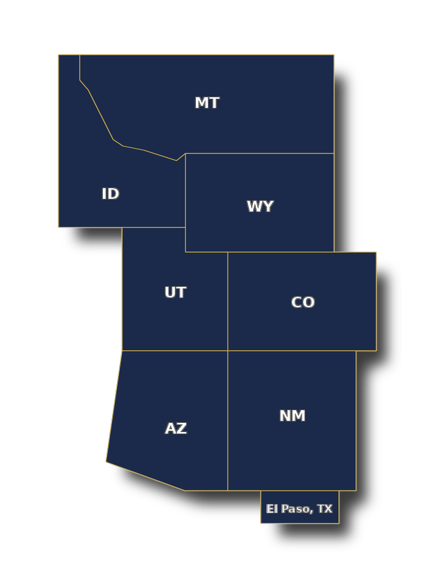 J.A.M.S. Rocky Mountain territory: Arizona, Colorado, Idaho, Montana, New Mexico, Utah, and Wyoming